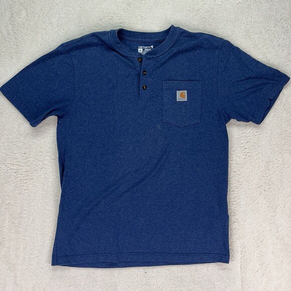 Carhartt Mens M Henley T-Shirt Pocket Tee 3 Buttons Casual Blue Gray Cotton - Picture 7 of 12